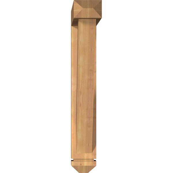 Traditional Arts And Crafts Smooth Bracket W/ Offset Brace, Western Red Cedar, 5 1/2W X 28D X 36H